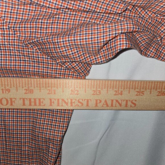 Ralph Lauren Oxford Shirt Mens Large Orange White Blue Gingham Check Long Sleeve - Picture 4 of 5